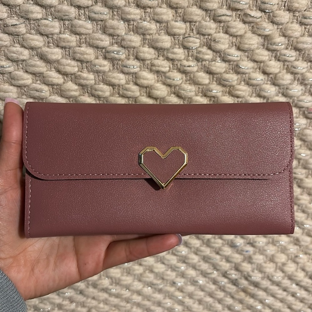 Old Pink and Gold Heart Accent Wallet
